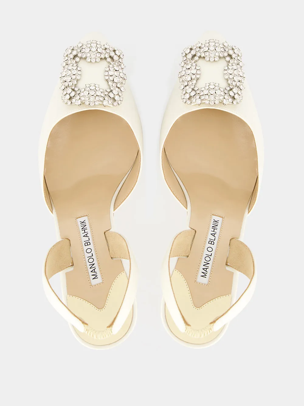 Cream Hangisli Satin Jewel Slingback Pumps sold by Fashion Clinic product image thumbnail 4