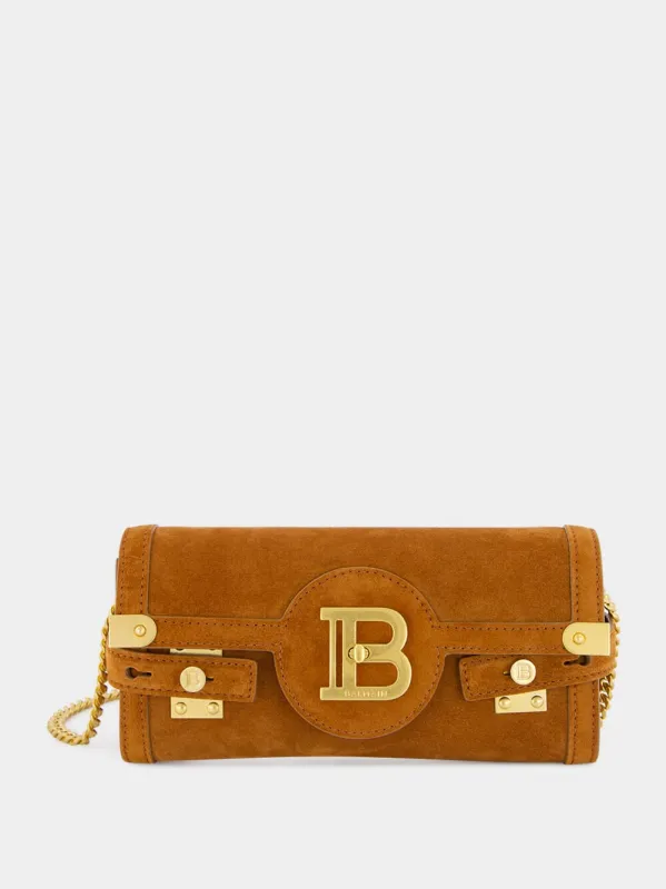 B-Buzz 23 Suede Leather Pouch in Brown made by Balmain