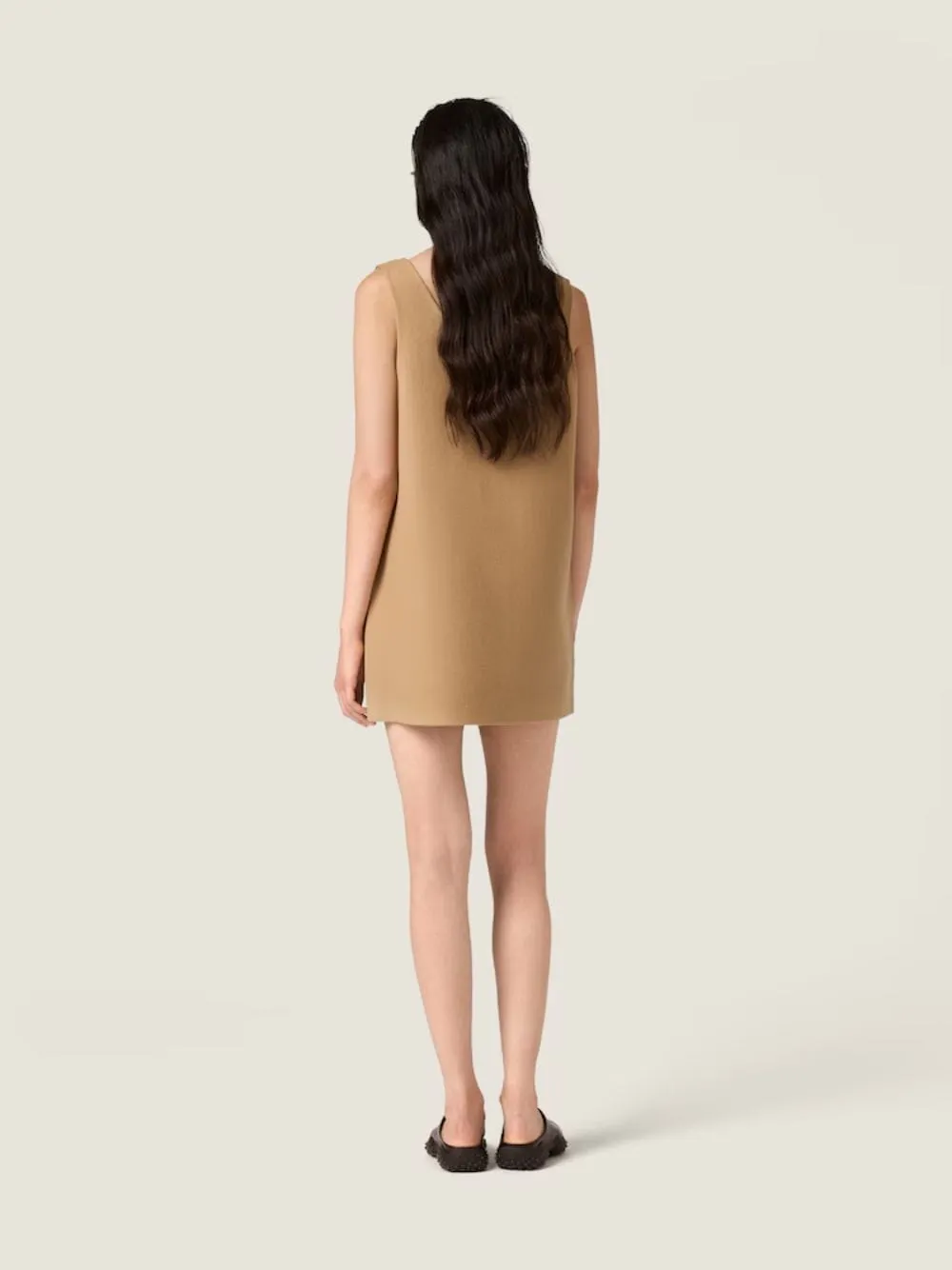 Hazelnut Waxed Double Wool Mini Dress sold by Fashion Clinic product image thumbnail 3