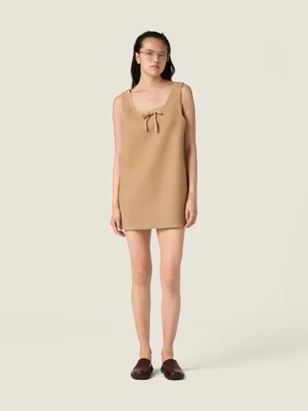 Hazelnut Waxed Double Wool Mini Dress made by Miu Miu