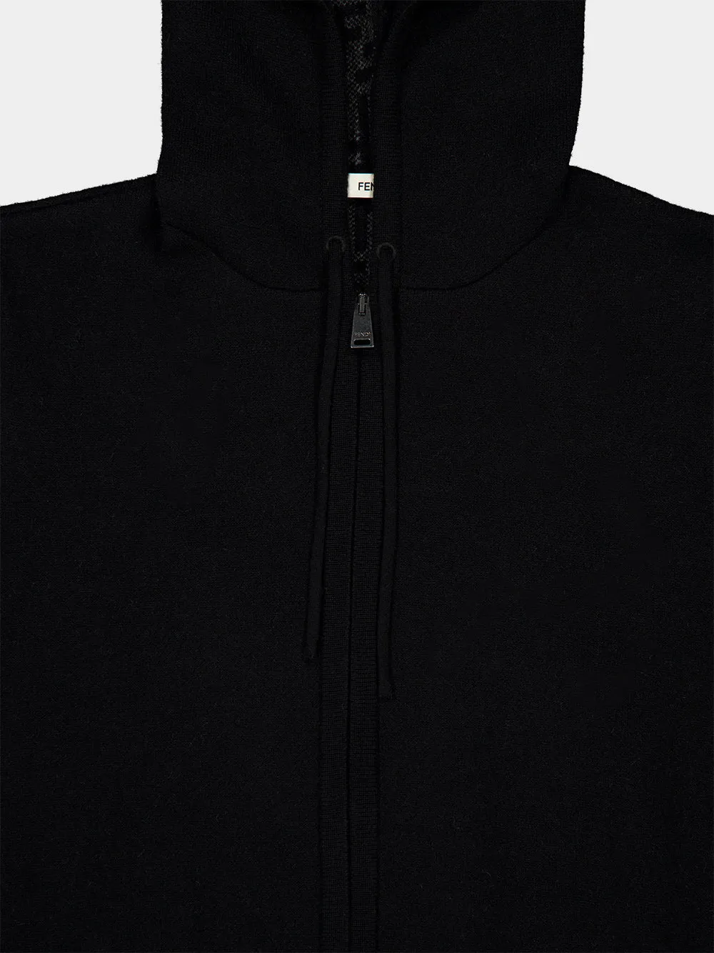 Black FF Zucca Cashmere Zip Hooded Sweatshirt sold by Fashion Clinic product image thumbnail 4