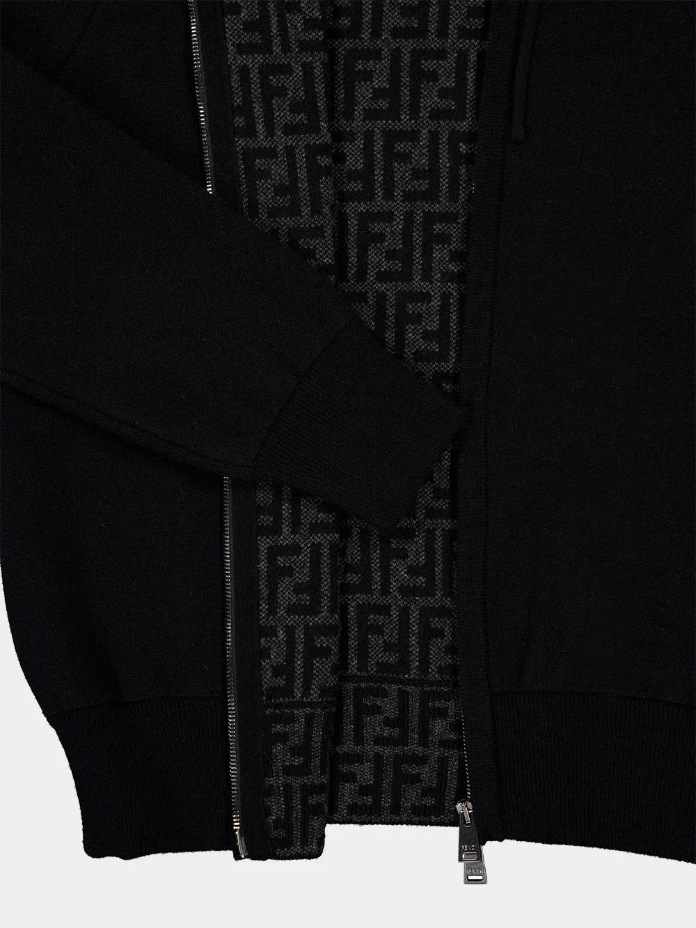 Black FF Zucca Cashmere Zip Hooded Sweatshirt sold by Fashion Clinic product image thumbnail 5