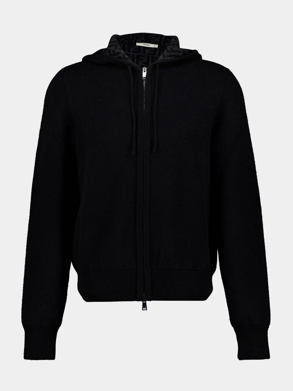 Black FF Zucca Cashmere Zip Hooded Sweatshirt sold by Fashion Clinic product image thumbnail 2