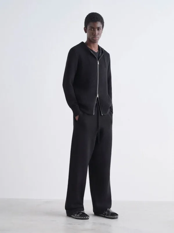 Black FF Zucca Cashmere Zip Hooded Sweatshirt made by Fendi