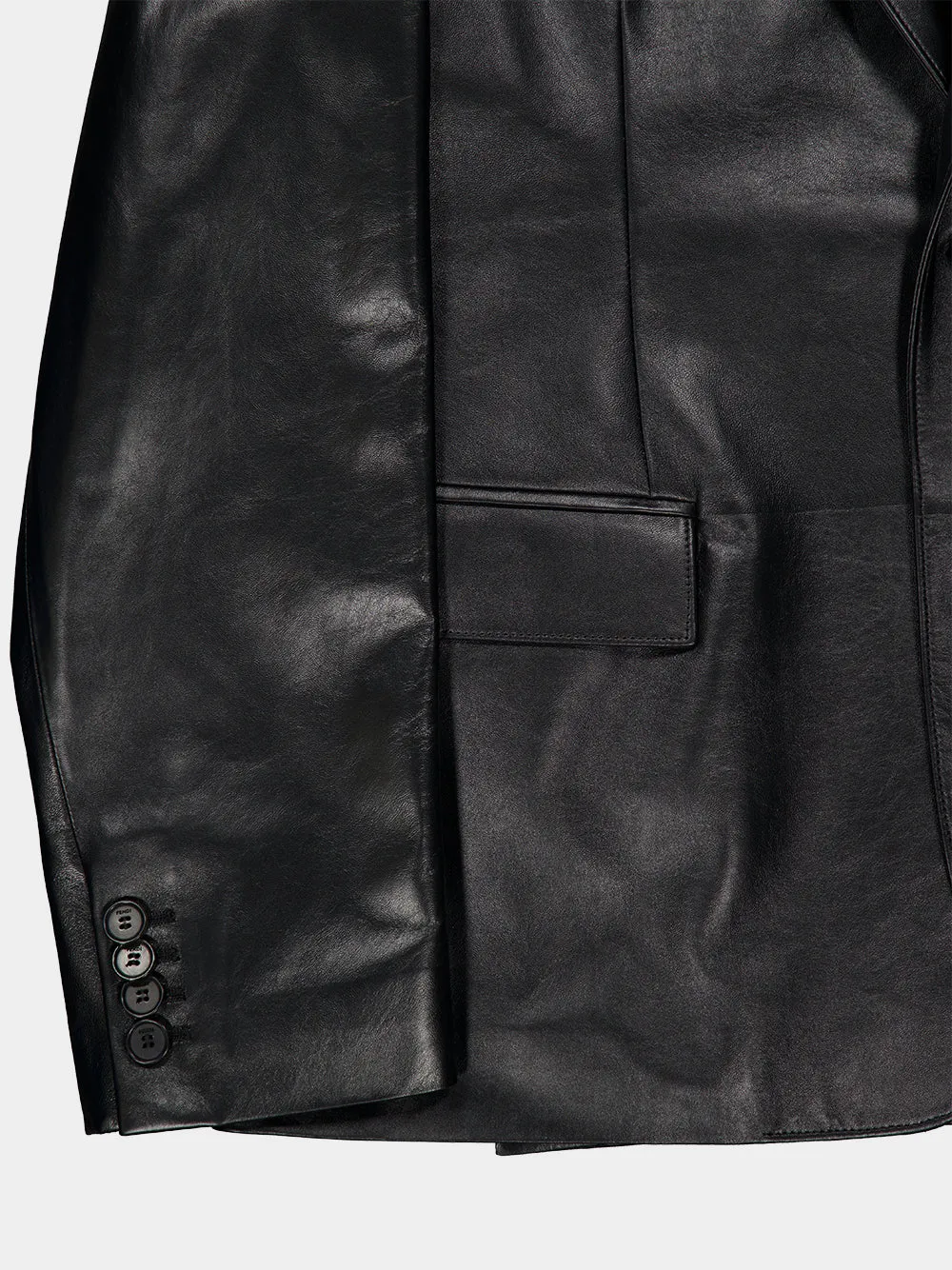 Black Nappa Leather Blazer sold by Fashion Clinic product image thumbnail 4