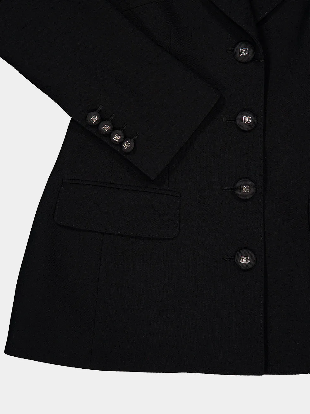 Black Double Wool Crêpe Blazer sold by Fashion Clinic product image thumbnail 4