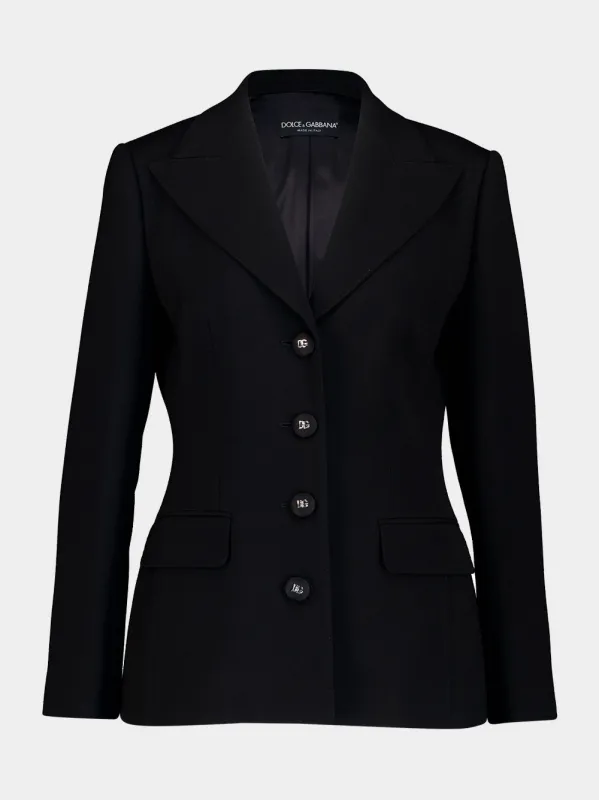 Black Double Wool Crêpe Blazer made by Dolce & Gabanna