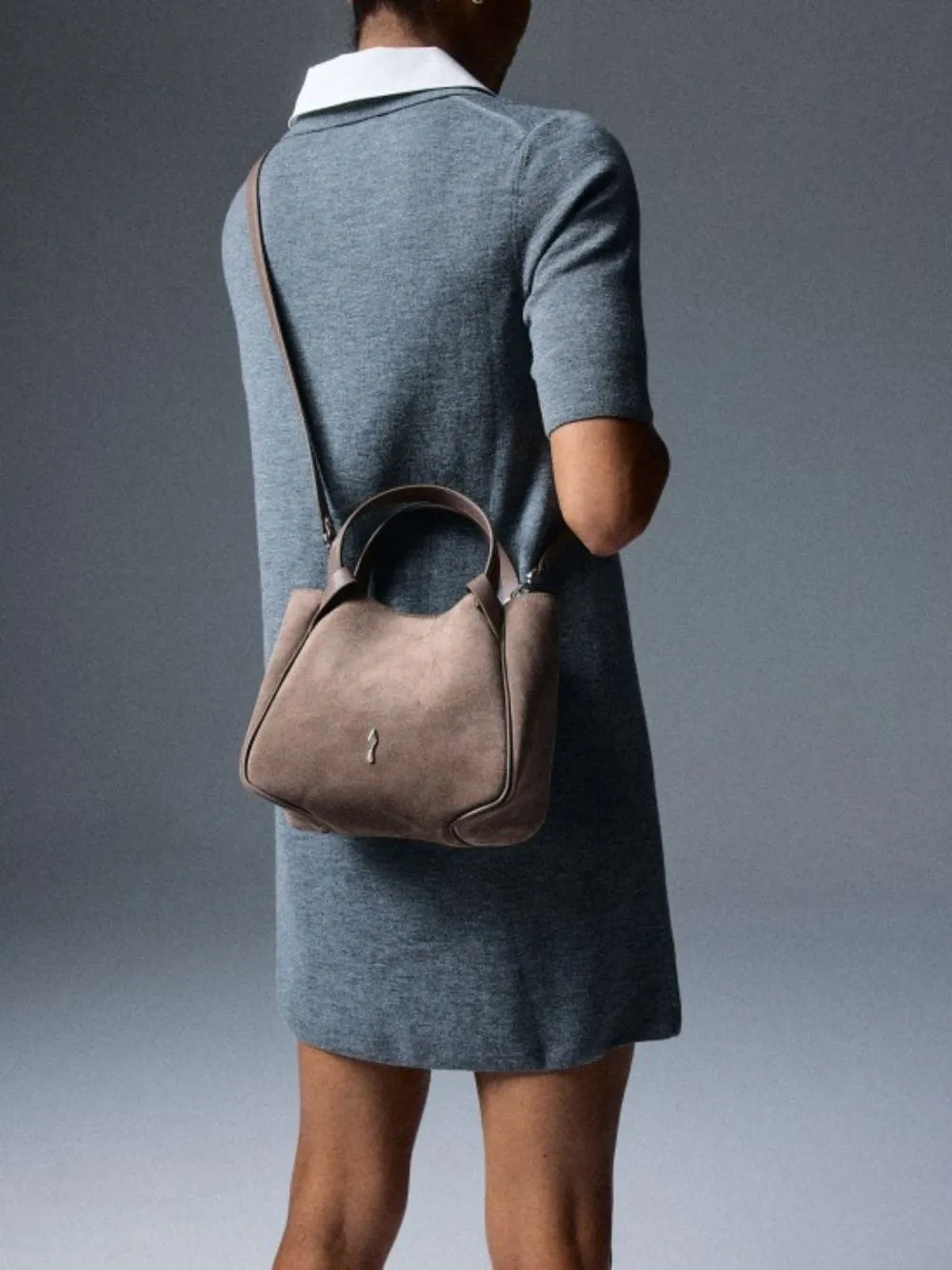 Silex Grey Bettina Mini Suede Tote Bag sold by Fashion Clinic product image thumbnail 2