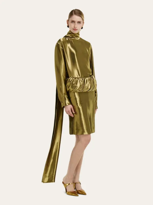 Gold Liquid Lamé Pencil Skirt made by Salvatore Ferragamo