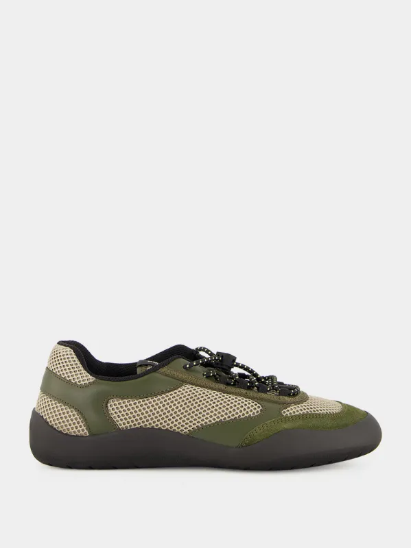 Forest Green Speedrock Mesh Sneakers made by Prada