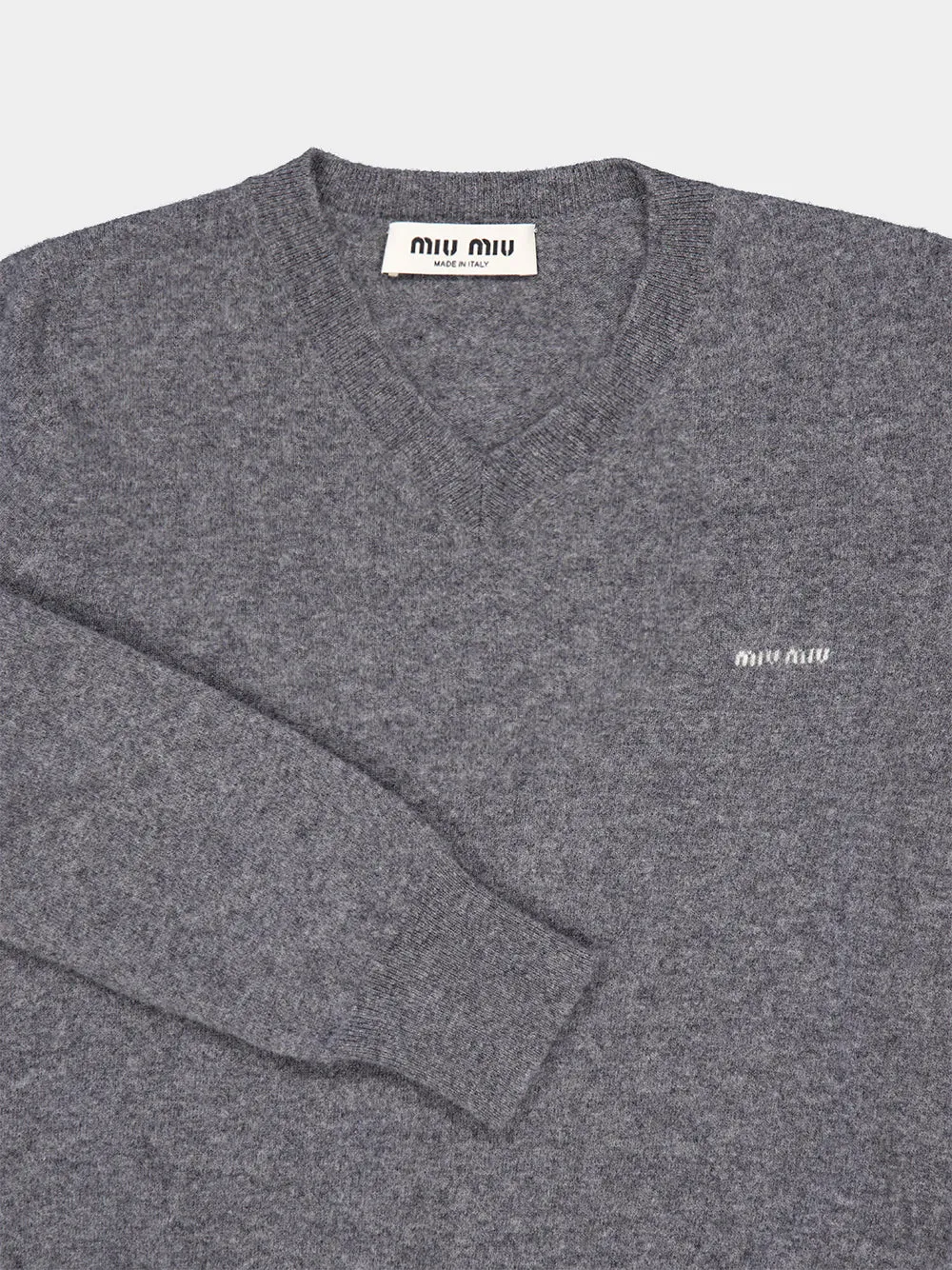 Slate Grey V-Neck Wool Jumper sold by Fashion Clinic product image thumbnail 5