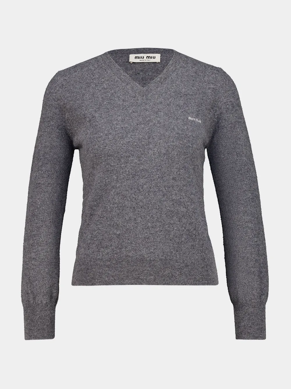 Slate Grey V-Neck Wool Jumper sold by Fashion Clinic product image thumbnail 2