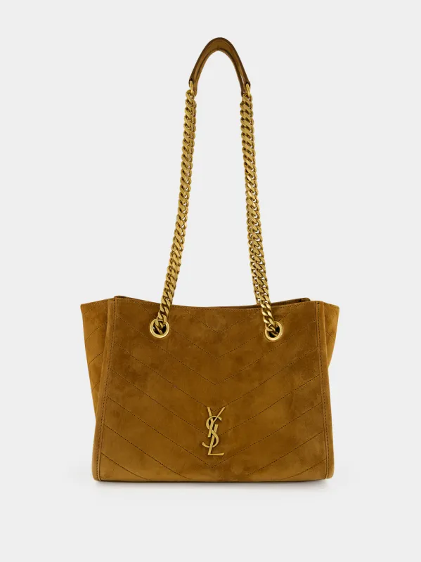 Caramel Cognac Niki Small Suede Shopping Bag made by Yves Saint Laurent