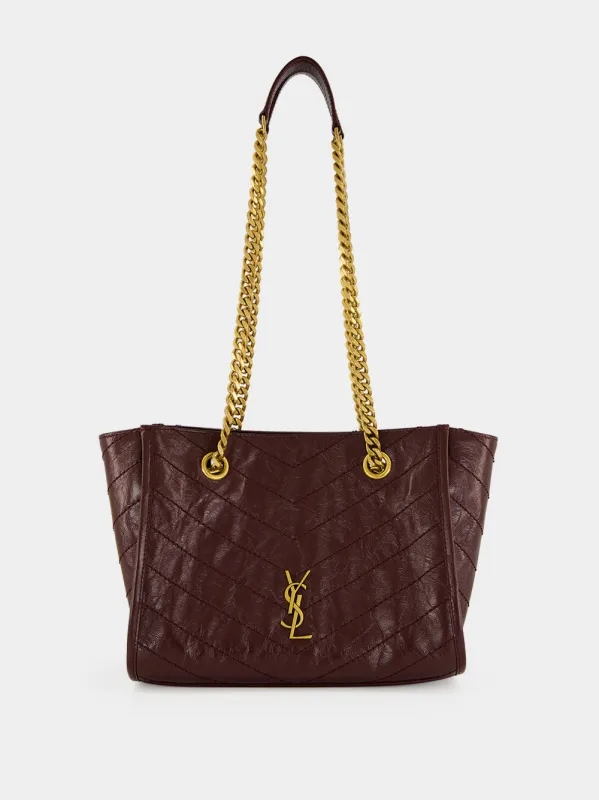 Rouge Cabernet Niki Shopping Vintage Leather Tote Bag made by Yves Saint Laurent