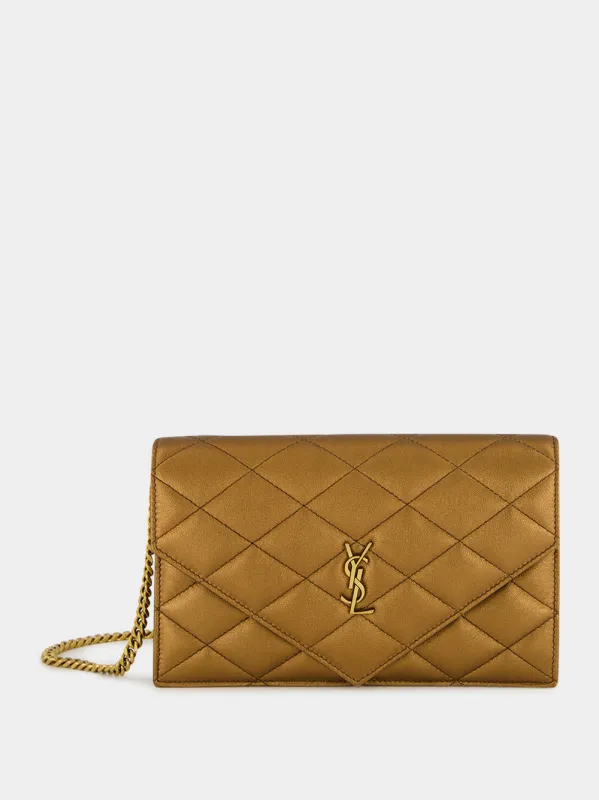 Cool Bronze Paris Metallic Leather Chain Wallet made by Yves Saint Laurent