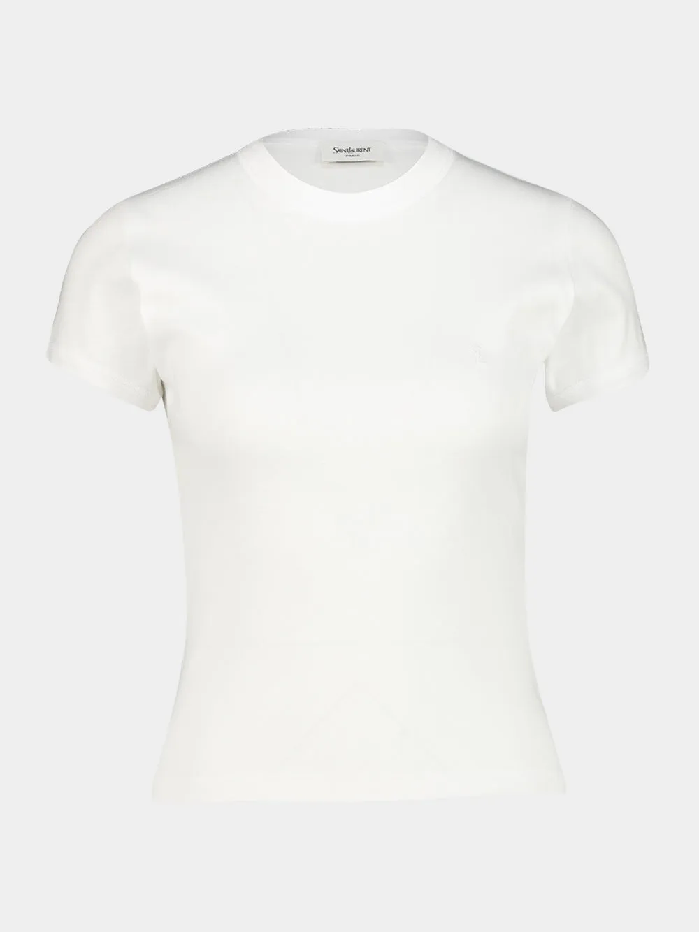 White Cotton Crewneck T-Shirt sold by Fashion Clinic