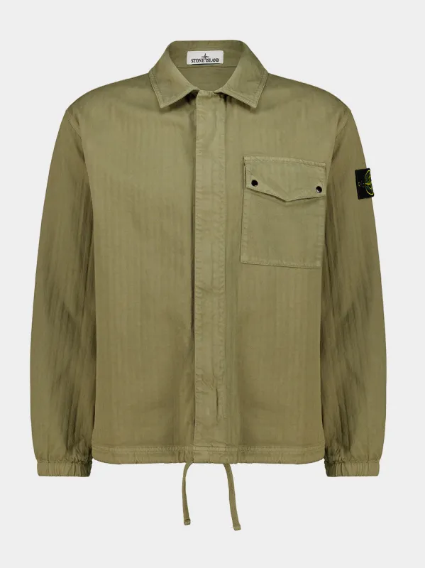 Military Green Cotton Overshirt made by Stone Island