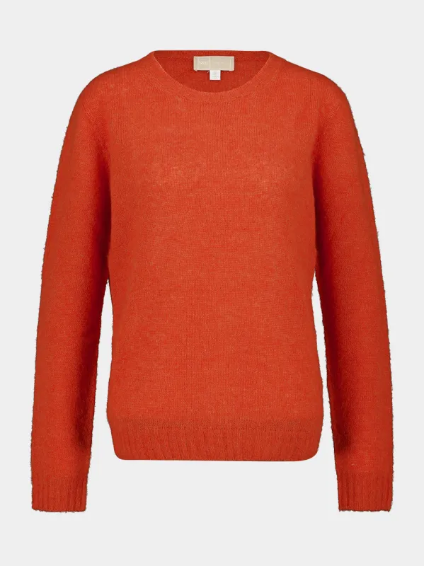Tangerine Wool Crew-Neck Jumper made by Fashion Clinic