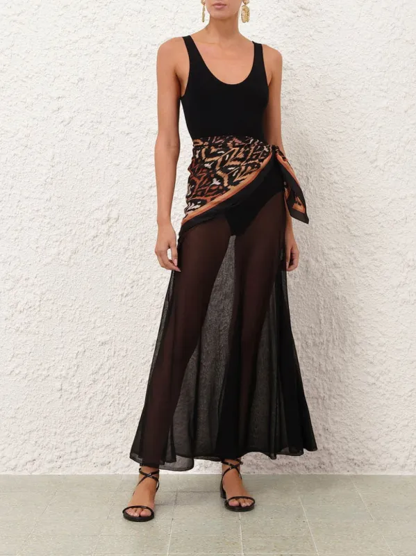 Black Print Aster Scarf Maxi Dress made by Zimmermann
