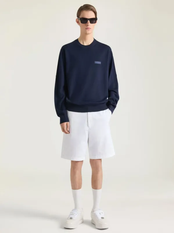 Night Blue Merino Wool Crewneck Sweater made by Givenchy