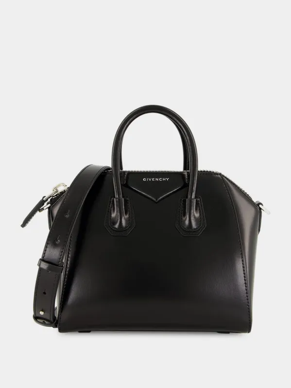 Black Mini Antigona Bag in Box Leather made by Givenchy