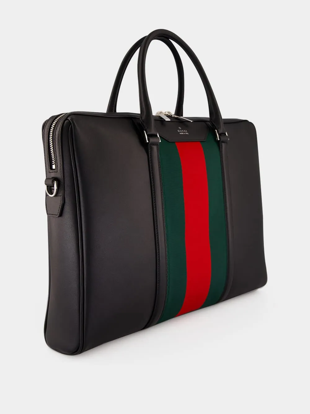 Black Leather Mega Web Medium Briefcase sold by Fashion Clinic product image thumbnail 2