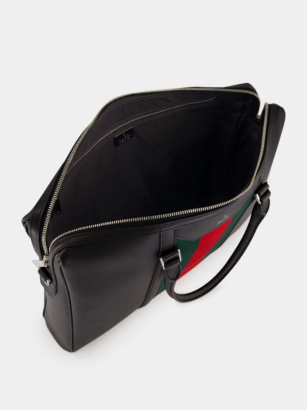 Black Leather Mega Web Medium Briefcase sold by Fashion Clinic product image thumbnail 5