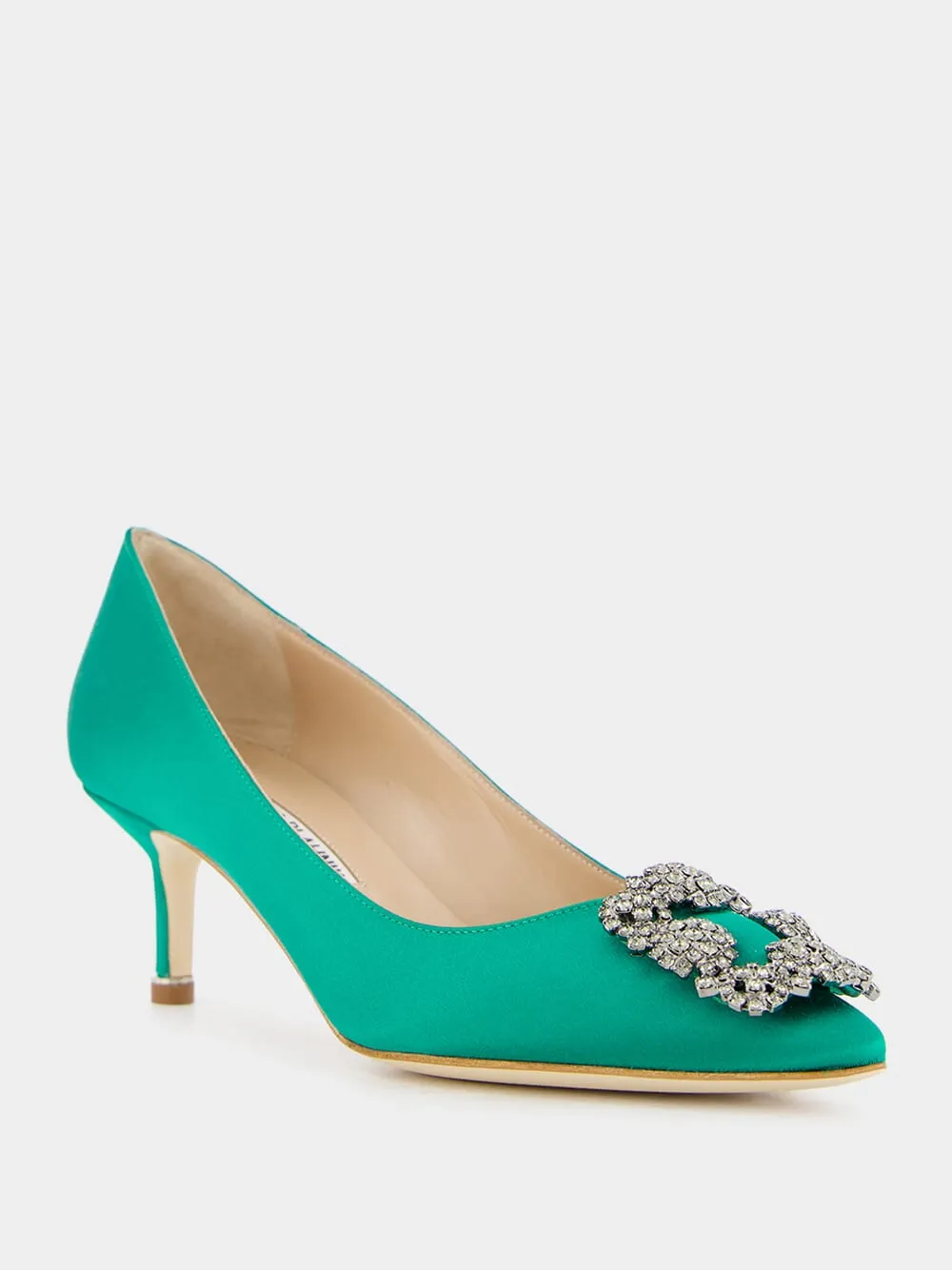 Hangisi Emerald Satin Jewel 50mm Pumps sold by Fashion Clinic product image thumbnail 2