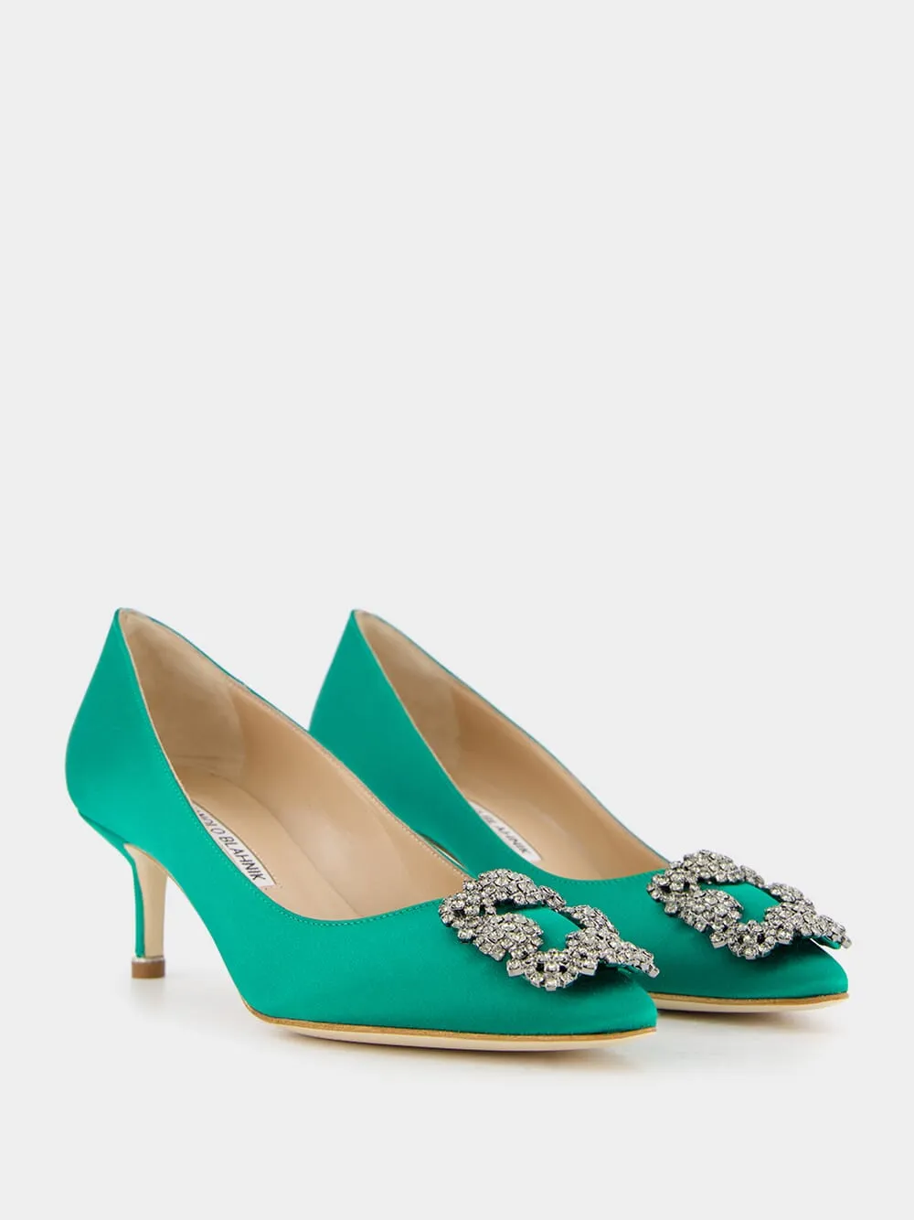 Hangisi Emerald Satin Jewel 50mm Pumps sold by Fashion Clinic product image thumbnail 3