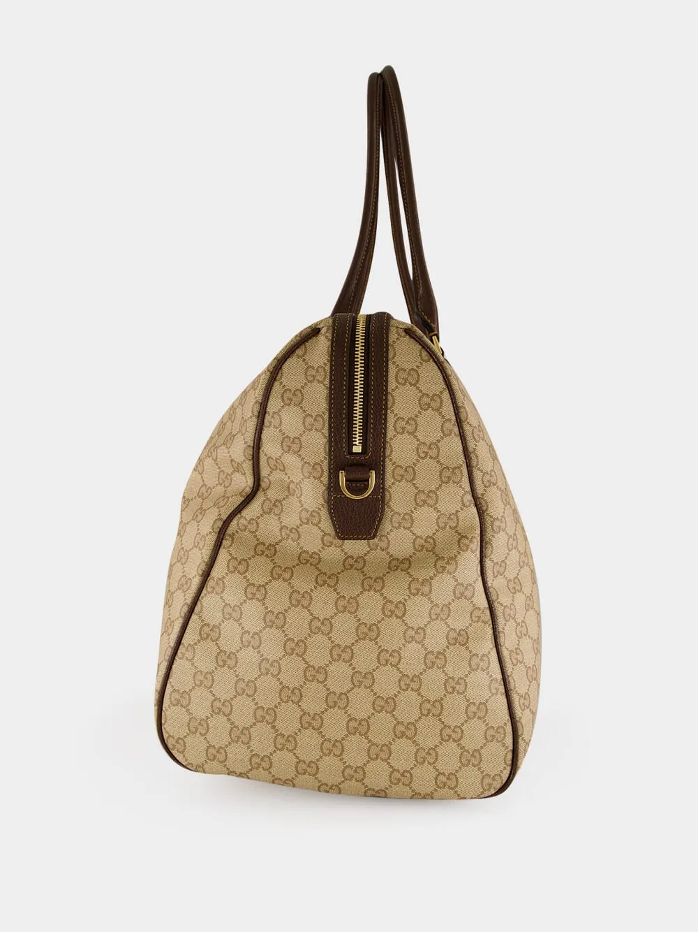Sand and Brown Medium GG Duffle Bag with Web sold by Fashion Clinic product image thumbnail 3