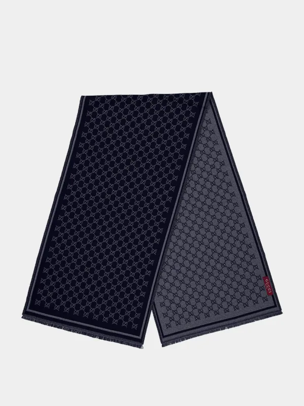 Lead Blue Wool Scarf made by Gucci