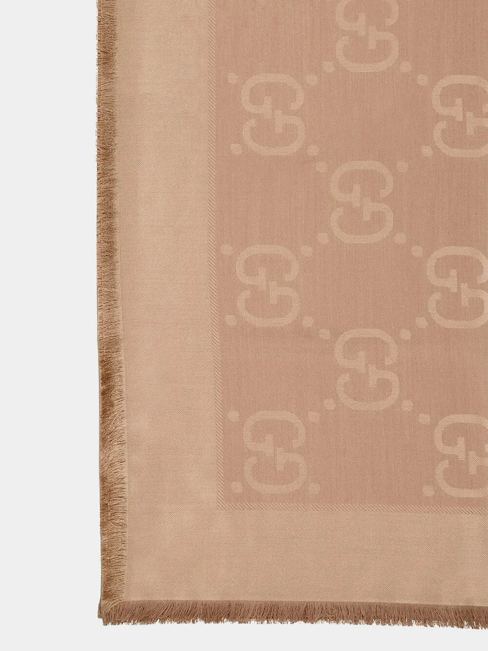 GG Jacquard Silk-Wool Camel Shawl sold by Fashion Clinic product image thumbnail 3