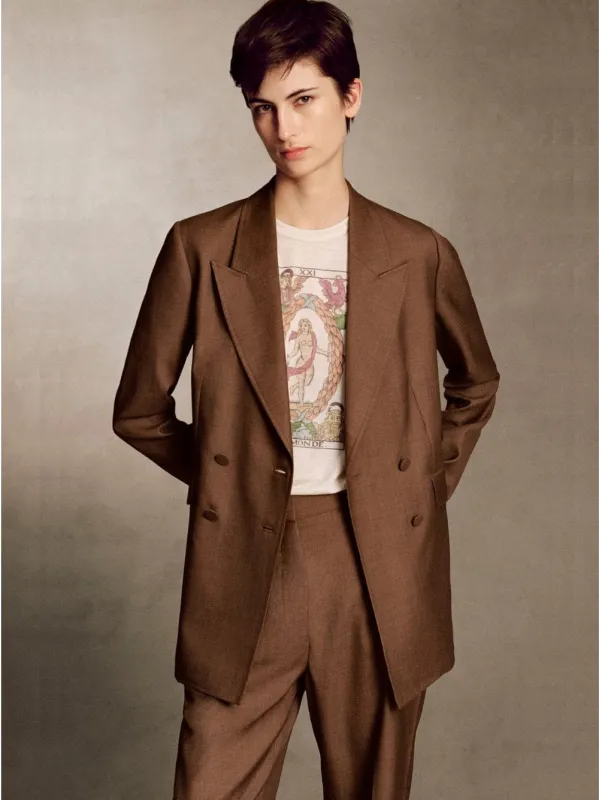 Chestnut Angela Wool-Silk Blazer made by Gabriela Hearst