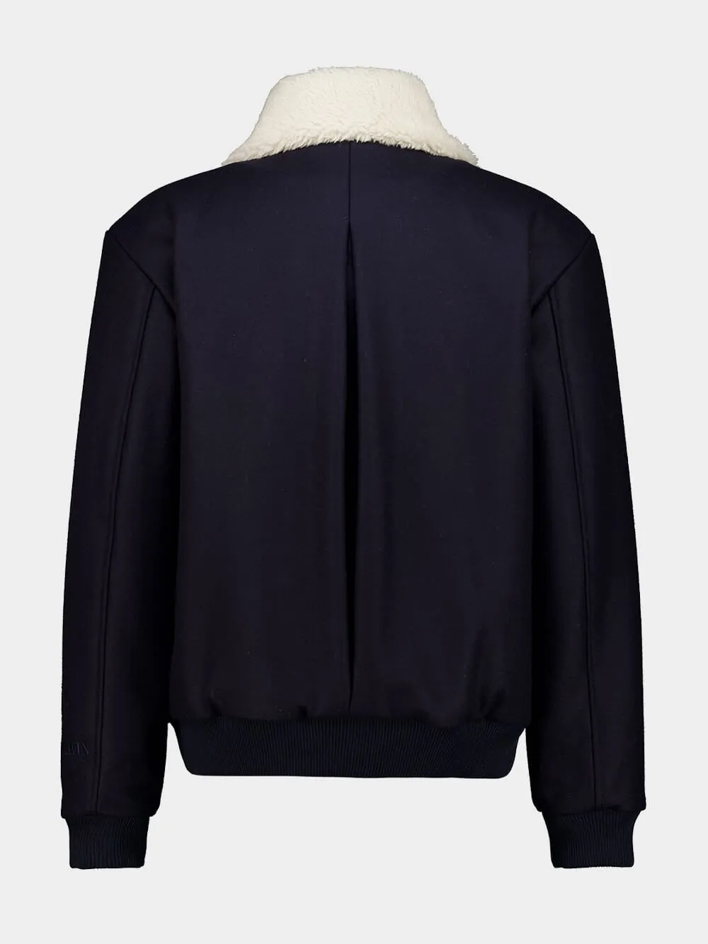 Dark Blue Wool Jacket with White Shearling Collar sold by Fashion Clinic product image thumbnail 2
