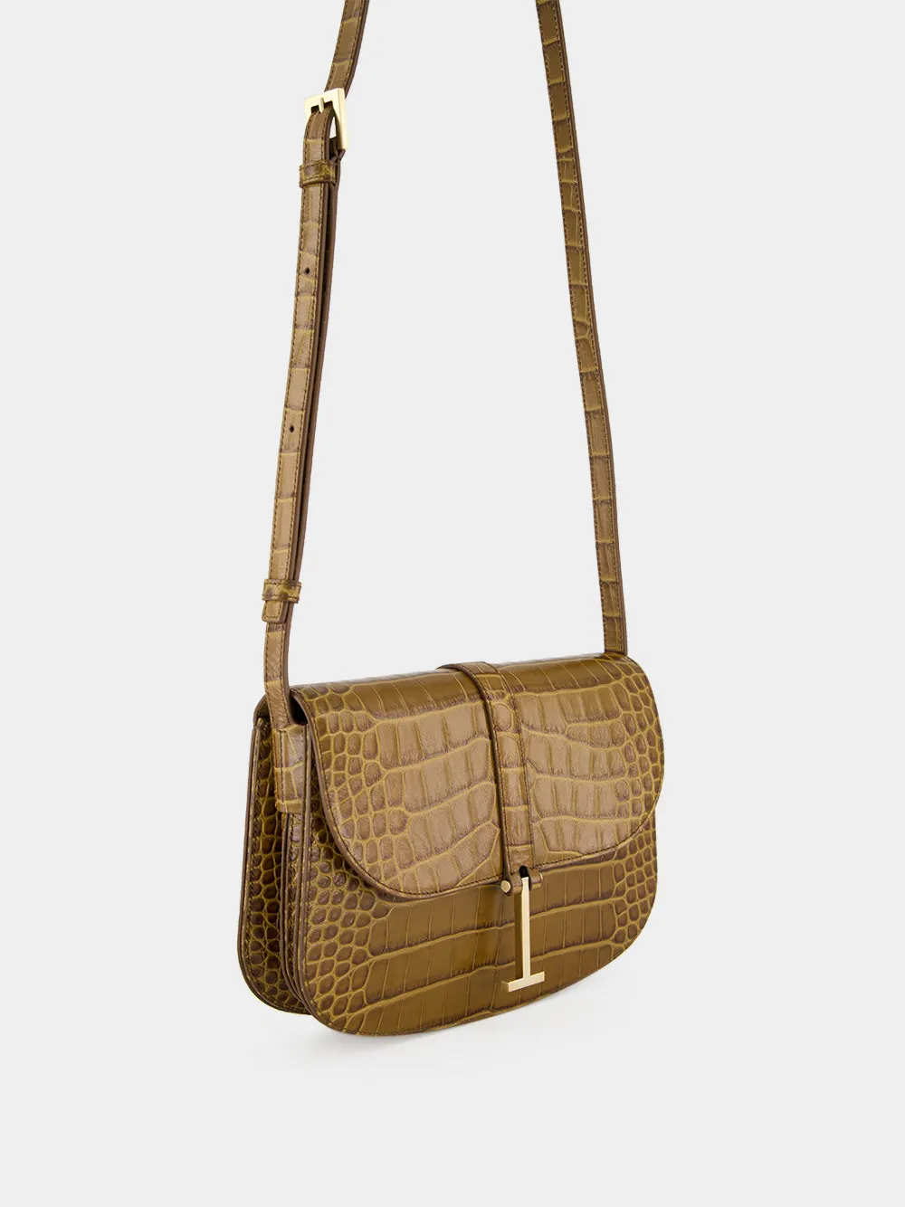 Cinnamon Crocodile-Print Kara Small Crossbody Bag sold by Fashion Clinic product image thumbnail 3