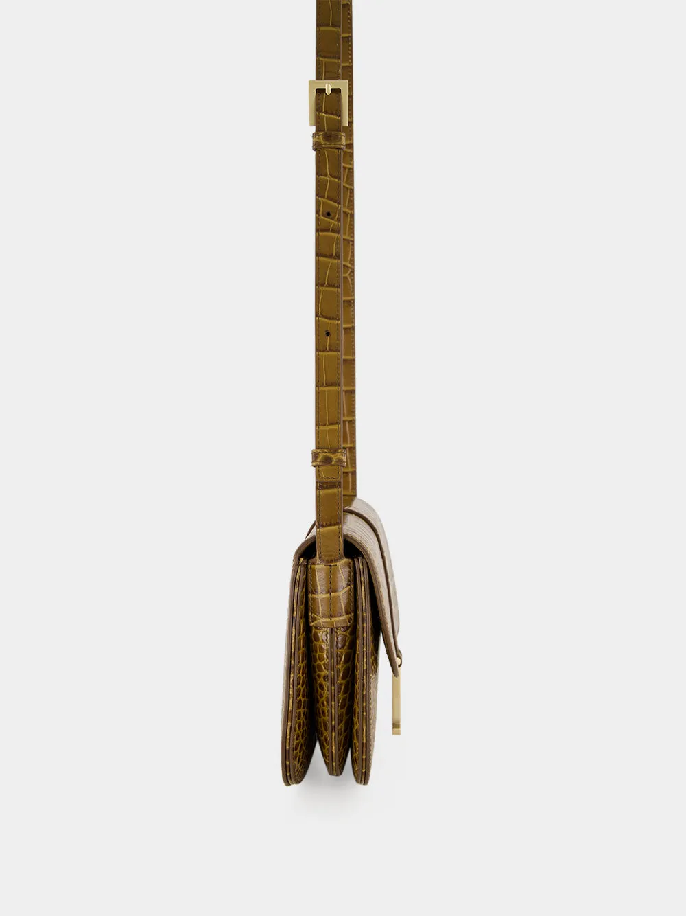 Cinnamon Crocodile-Print Kara Small Crossbody Bag sold by Fashion Clinic product image thumbnail 4