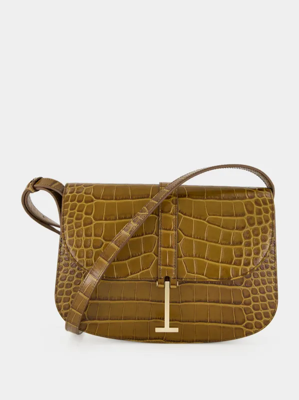 Cinnamon Crocodile-Print Kara Small Crossbody Bag made by Tom Ford