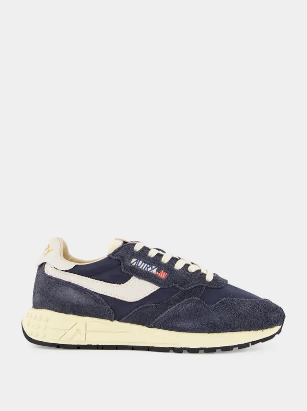 Sapace Blue and White Reelwind Low Sneakers made by Autry