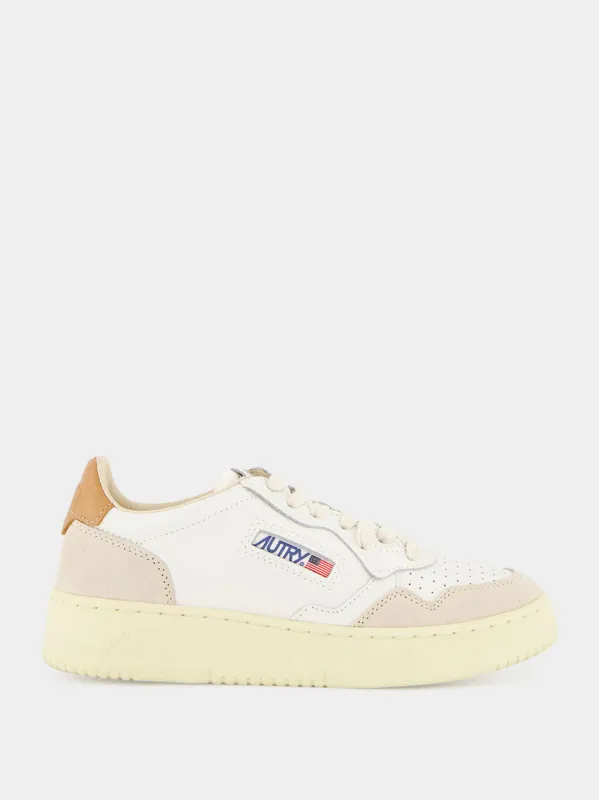 White and Lion Medalist Leather Sneakers made by Autry