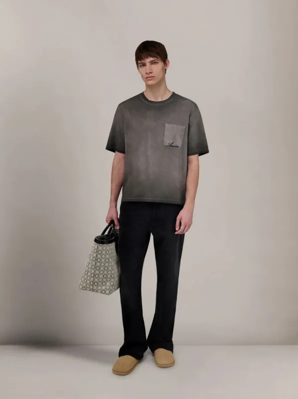 Black Faded Pocket Box T-Shirt made by AMIRI