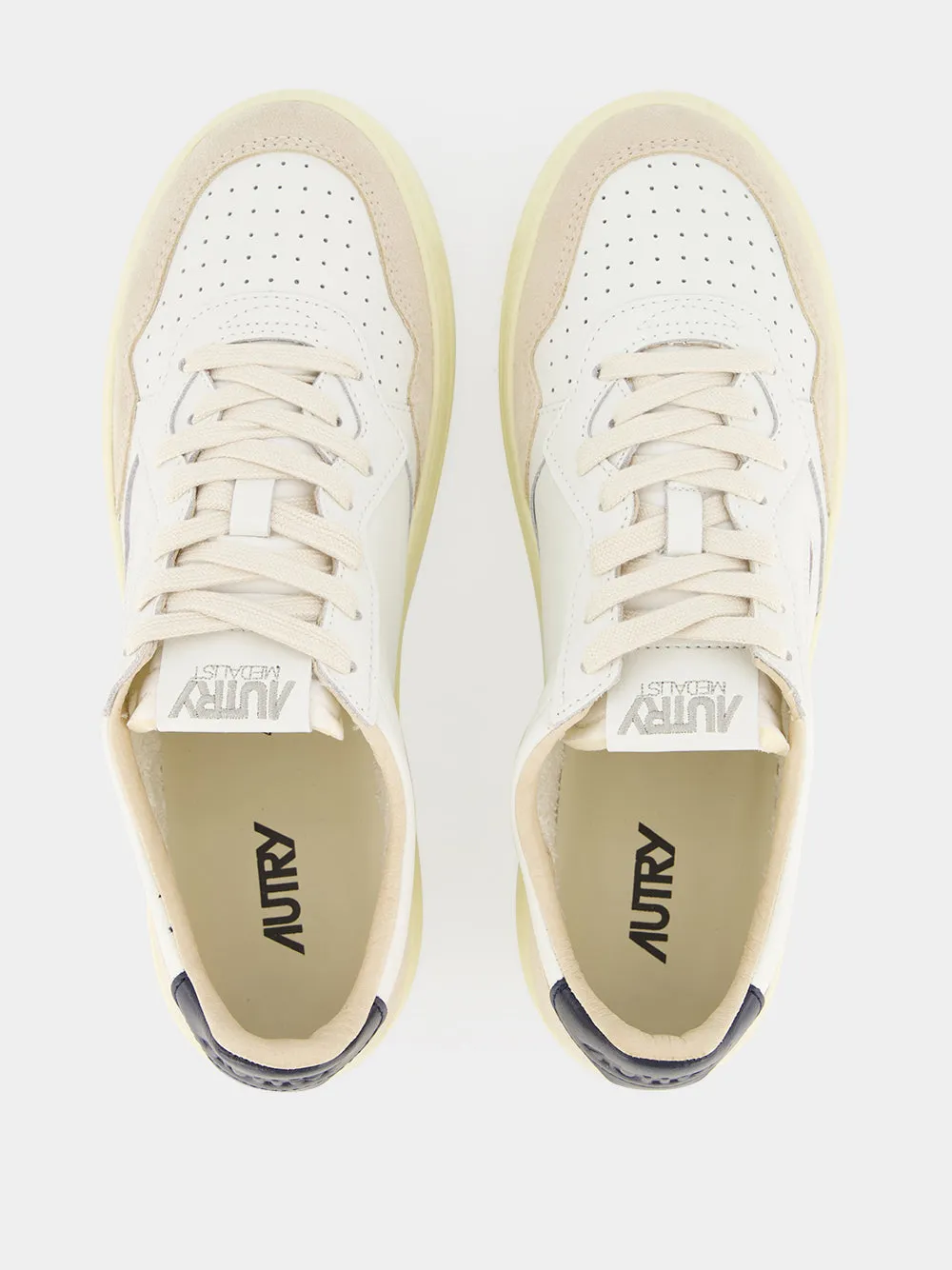 White and Blue Medalist Leather Sneakers sold by Fashion Clinic product image thumbnail 5