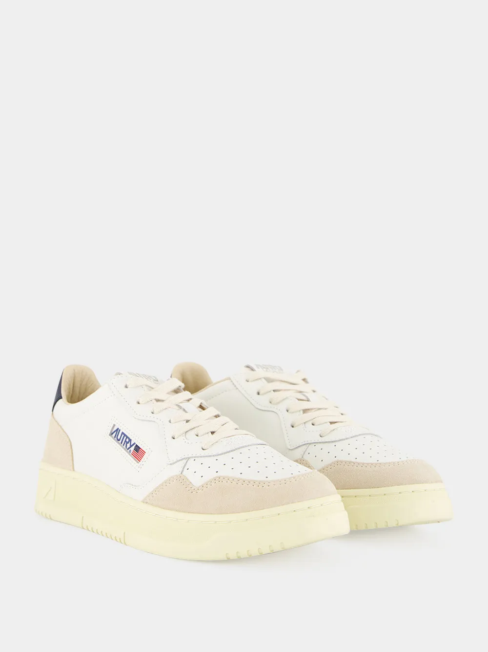 White and Blue Medalist Leather Sneakers sold by Fashion Clinic product image thumbnail 4