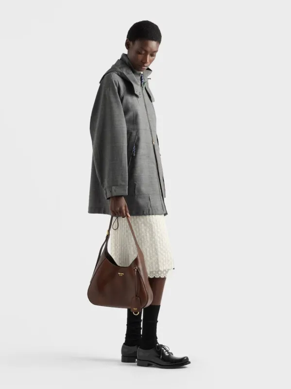 Cocoa Brown Boogie Medium Leather Bag made by Prada