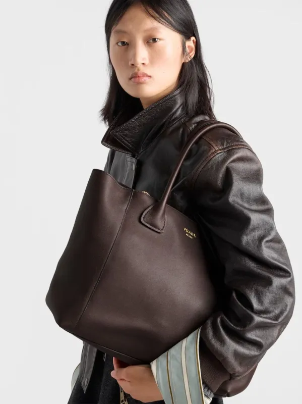 Briarwood Nova Large Leather Tote Bag made by Prada