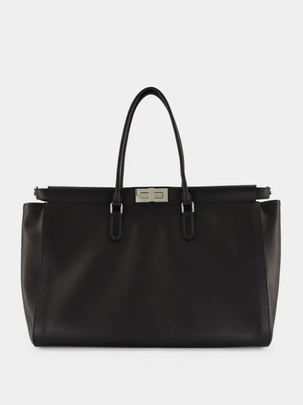 Large Black Leather Tote Bag made by Fendi