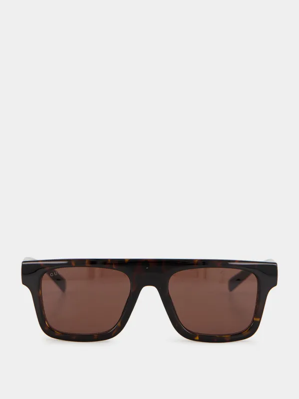 Brown Tortoiseshell Square-Frame Sunglasses made by Gucci
