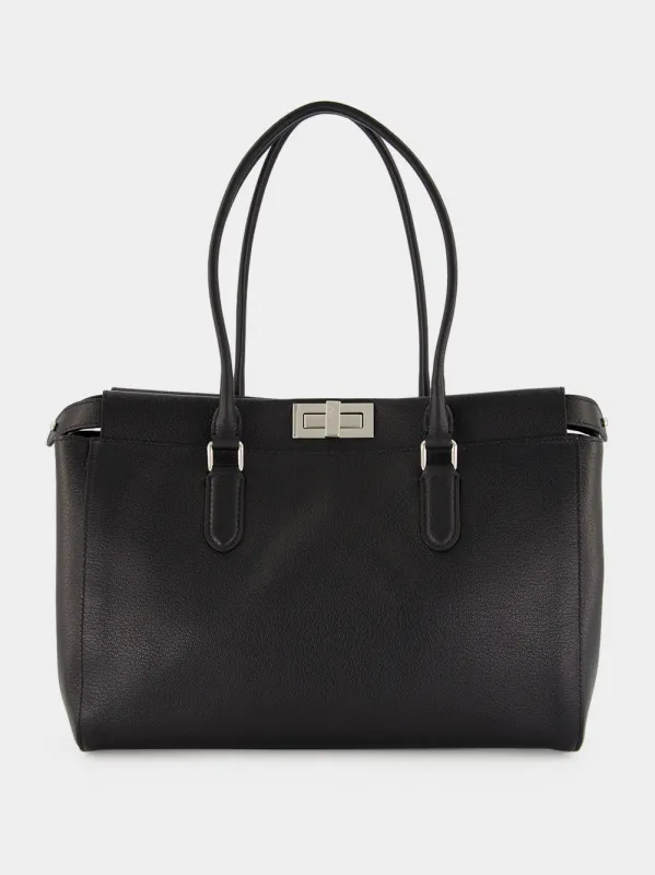 Black Peekaboo Small Leather Tote made by Fendi