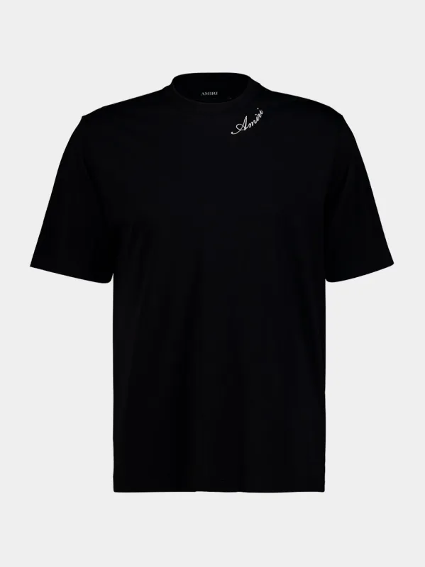 Black Script Cotton T-Shirt made by AMIRI