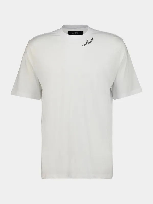 White Script Cotton T-Shirt made by AMIRI