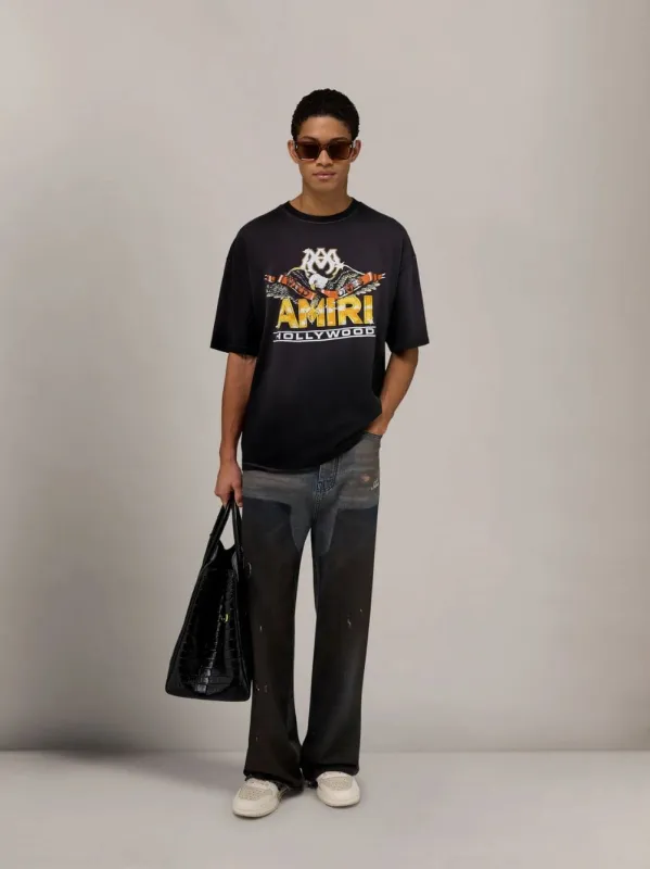 Black MA Eagle Oversized Cotton T-Shirt made by AMIRI